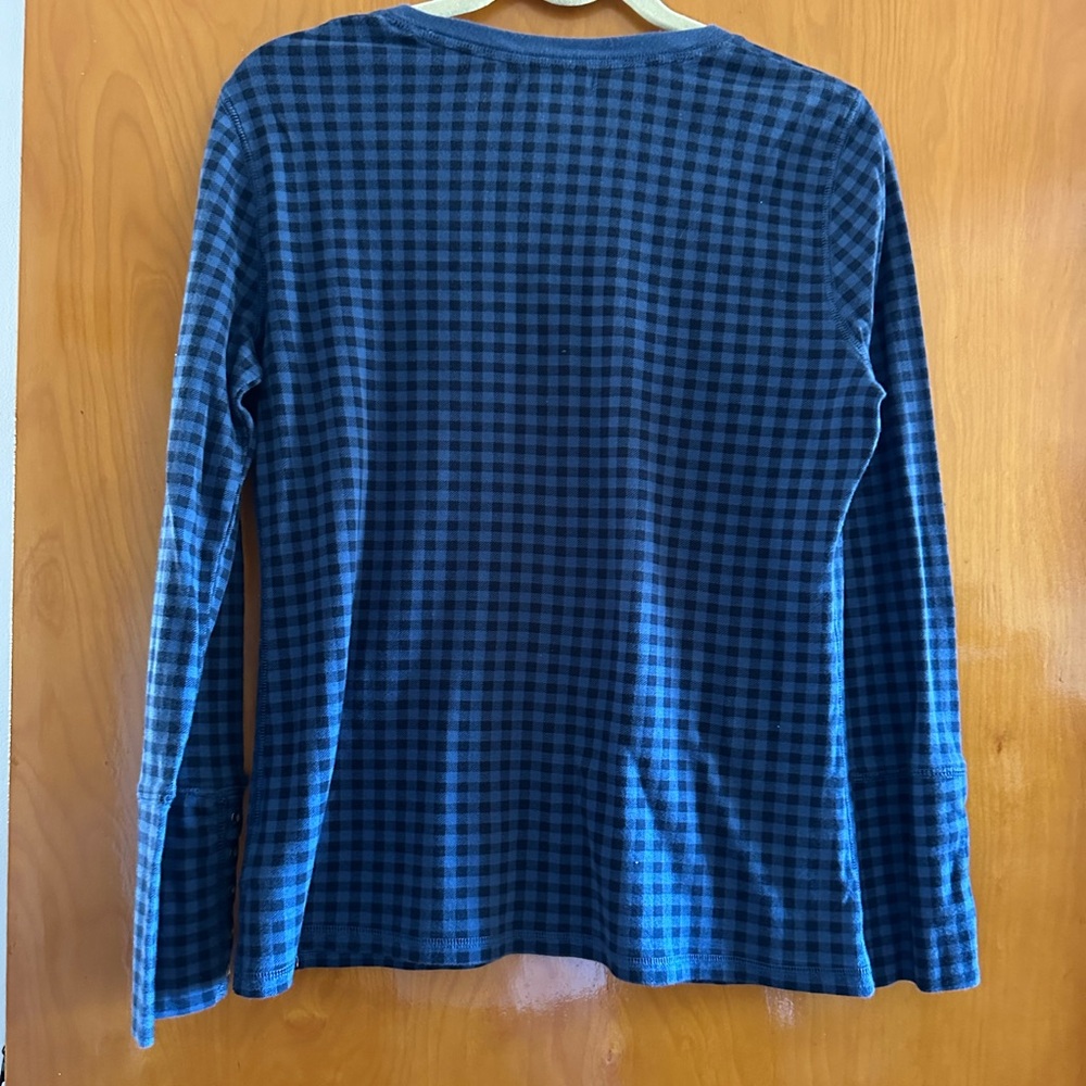 Chaps Checkered Black and Blue Top - Picture 4 of 5
